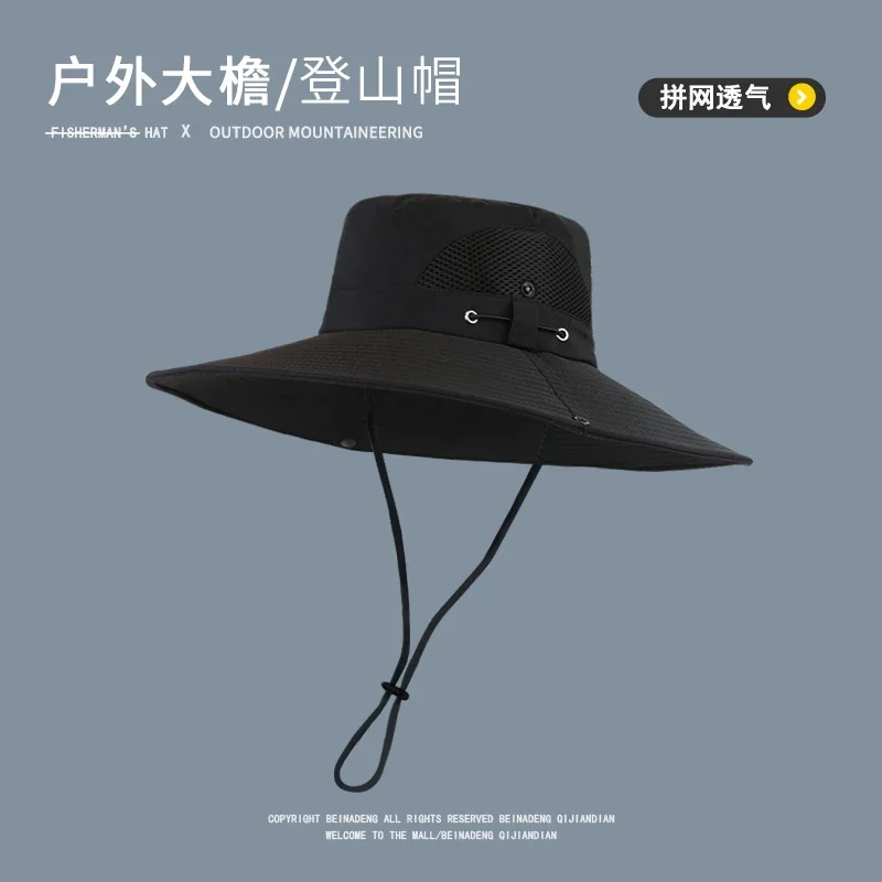 Hat men's summer UV protection bucket hat men's outdoor fishing mountaineering big brim sun protection visor spring and autumn