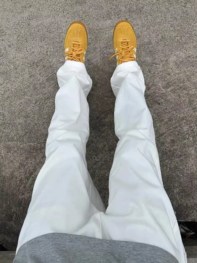 

Cleanfit Soft White Men's Jeans American Vibe Micro Flared Narrow Straight Leg Pants Drapey High-End Trendy Youth Cotton Blend