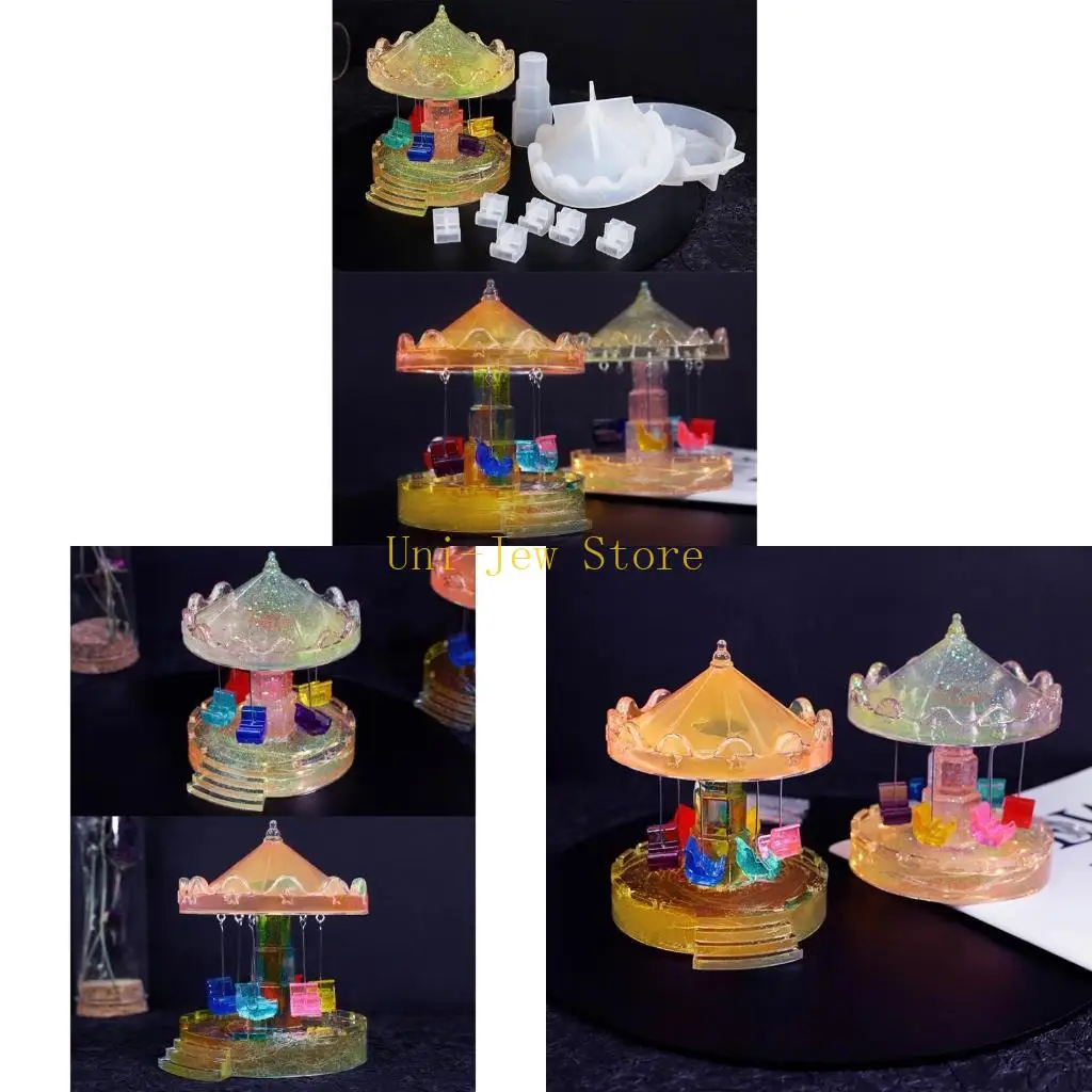 

40 ГБ DIY -карусель -лошадь силиконовая плесень Ротационное летательное кресло Смола Эпоксидное литье для эпоксидного литера