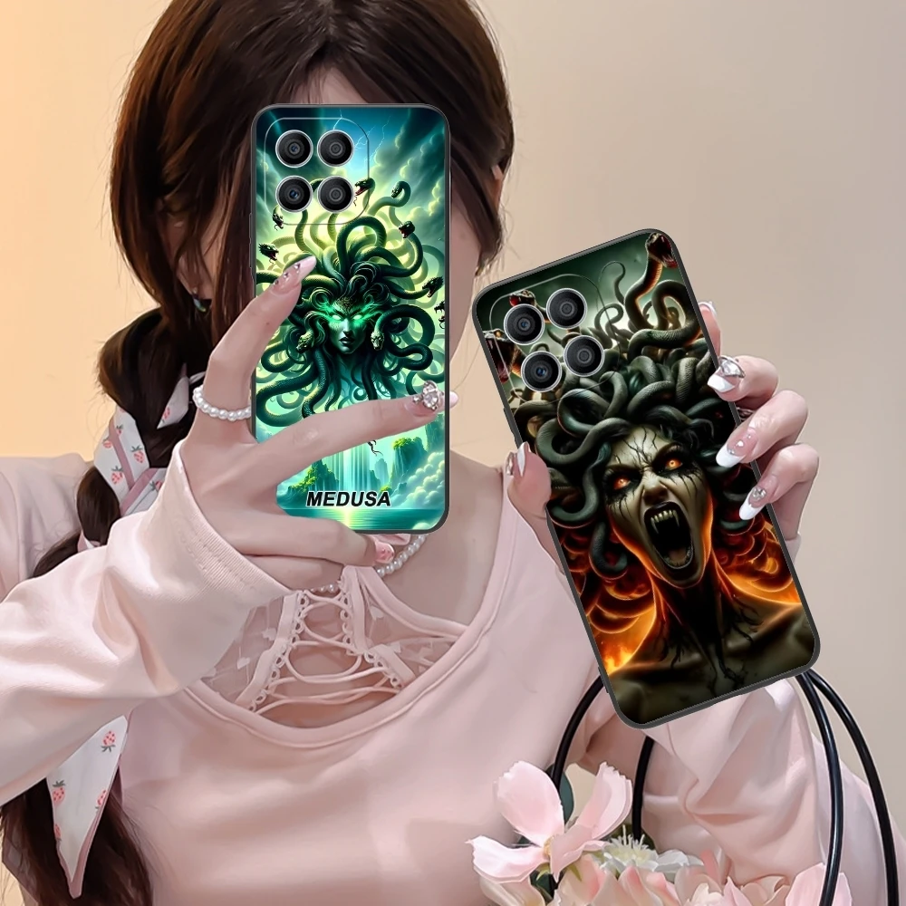 Medusa Snake Painting Mobile Cell Phone Case for Huawei Honor 90 80 70 60 50 30 20 10 9 8 7 Pro S SE Lite 5G Black Cover Shell