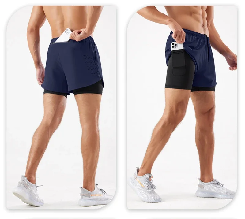 Sports shorts Double-lined basketball training fitness pants Loose and breathable running quick-drying shorts