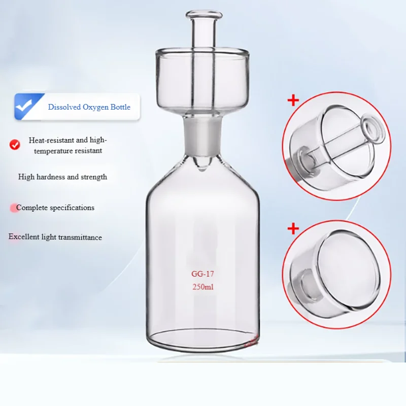 

250ml dissolved oxygen bottle glass double-cap culture bottle biochemical bottle large mouth sewage bottle liquid sealing cap