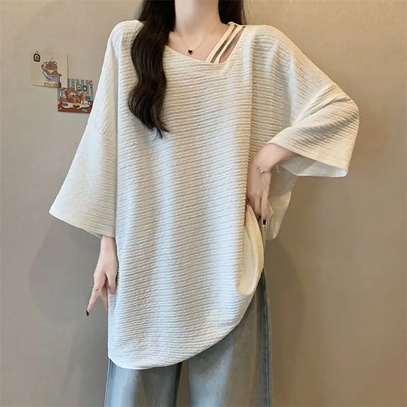 Trend Plus Size Loose T Shirts Summer New O-neck Half Sleeve Solid Simplicity Fashion Tops Tees Casual Korean Women Clothing