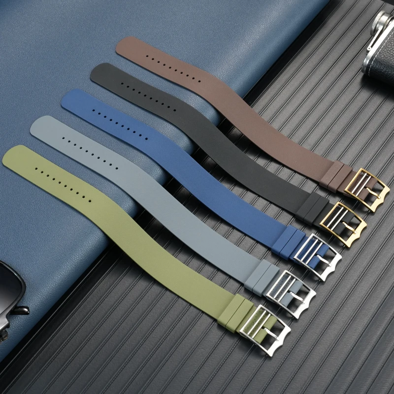 20 มม.21 มม.22 มม.กันน้ํา FKM นาฬิกาสําหรับ TUDOR สไตล์ Ranger Rolex Daytona Omega Fluororubber สายนาฬิกาสร้อยข้อมือผู้ชาย