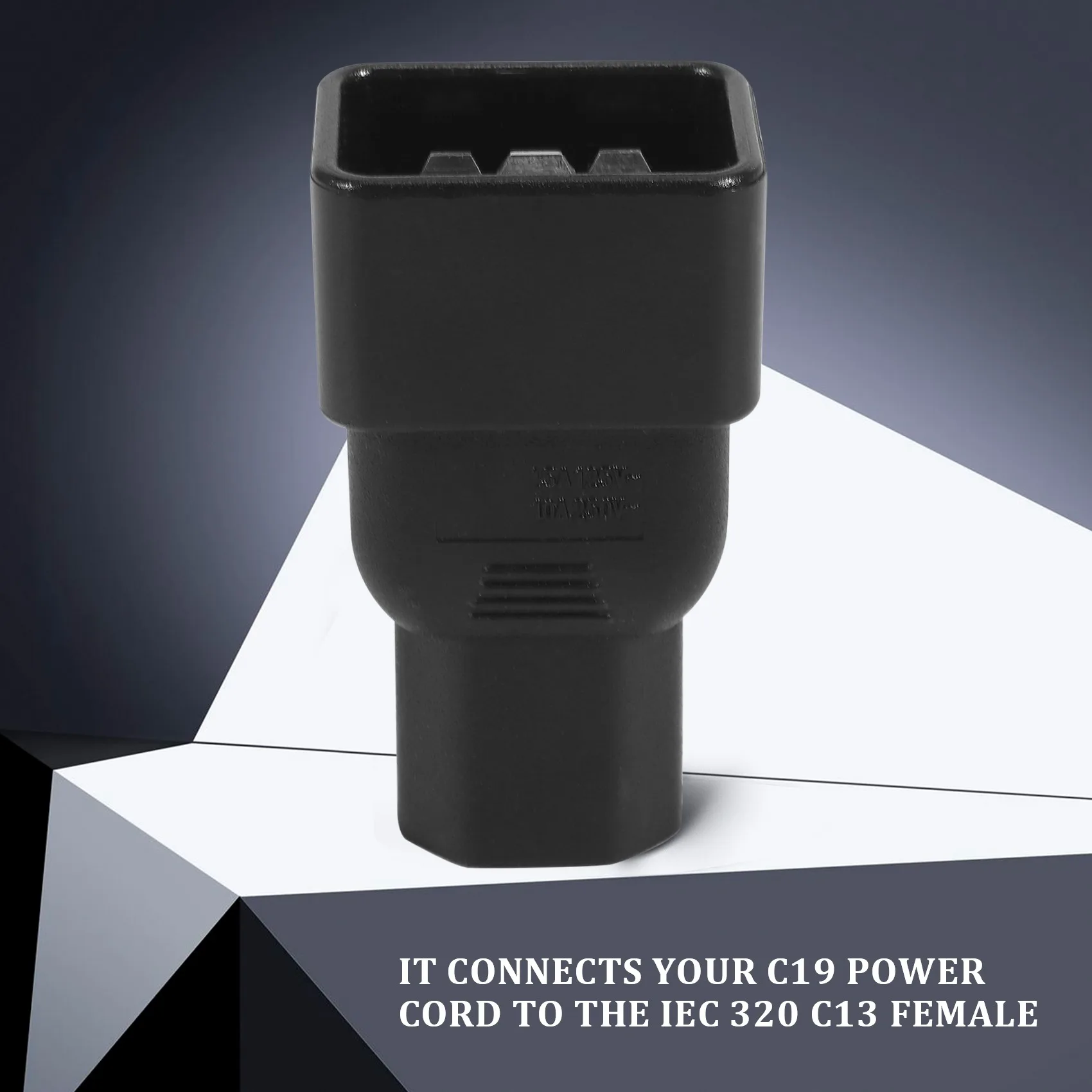 DT18 IEC 320 C20 to C13 Power Adapter Converter 15A to 10A 16A to 10A AC Connector Black