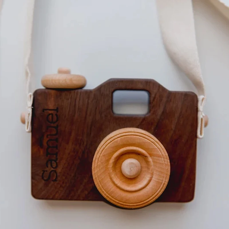 Cute Nordic Hanging Wooden Camera Toys Handmade Kids Toy Birthday Gift Safe Natural Toys for Children