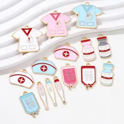 5pcs New Fashion Nurse Medication Tank Thermometer Enamel Charms Cute Nurse's Day Gratitude To Medical Staff Pendants Findings