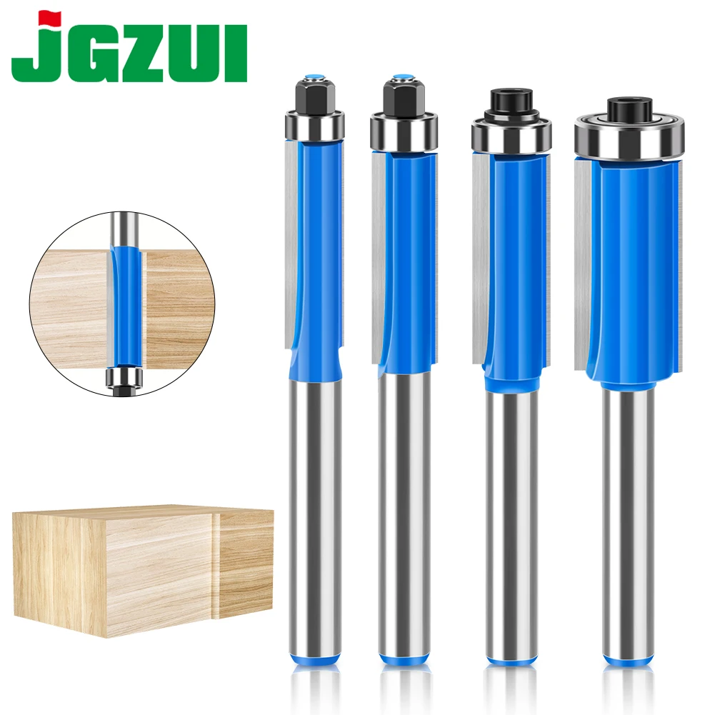 1-4pcs set of 6mm 1/4 shank Blade Flush Trim Router Bit With Bearing For Wood Template Pattern Bit Tungsten Carbide Milling Cutt