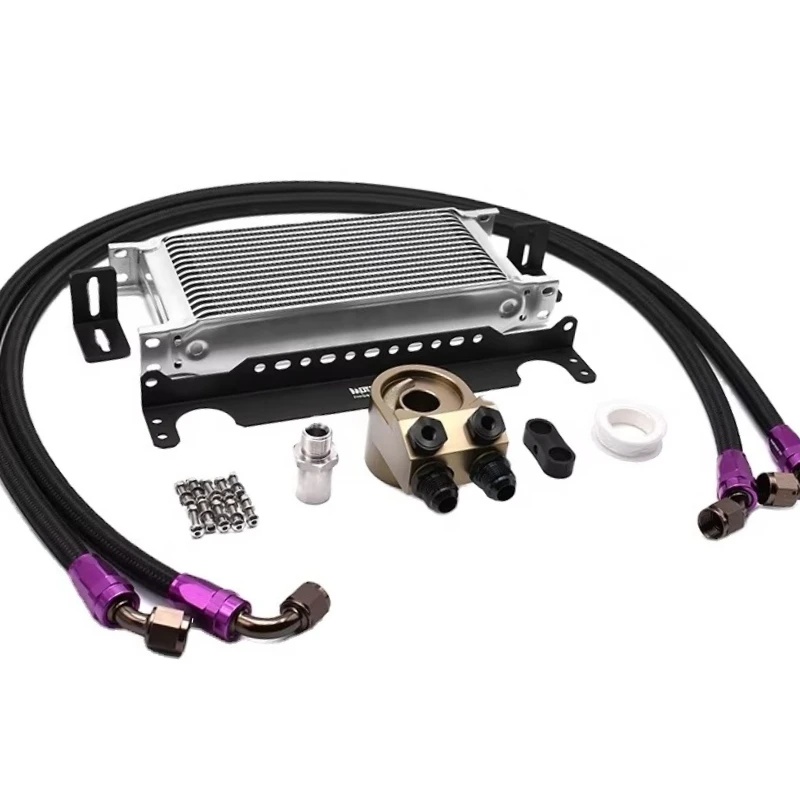 

16-рядный универсальный комплект масляного радиатора в британском стиле, комплект масляного радиатора двигателя с 45-градусным адаптером сэндвич-пластины