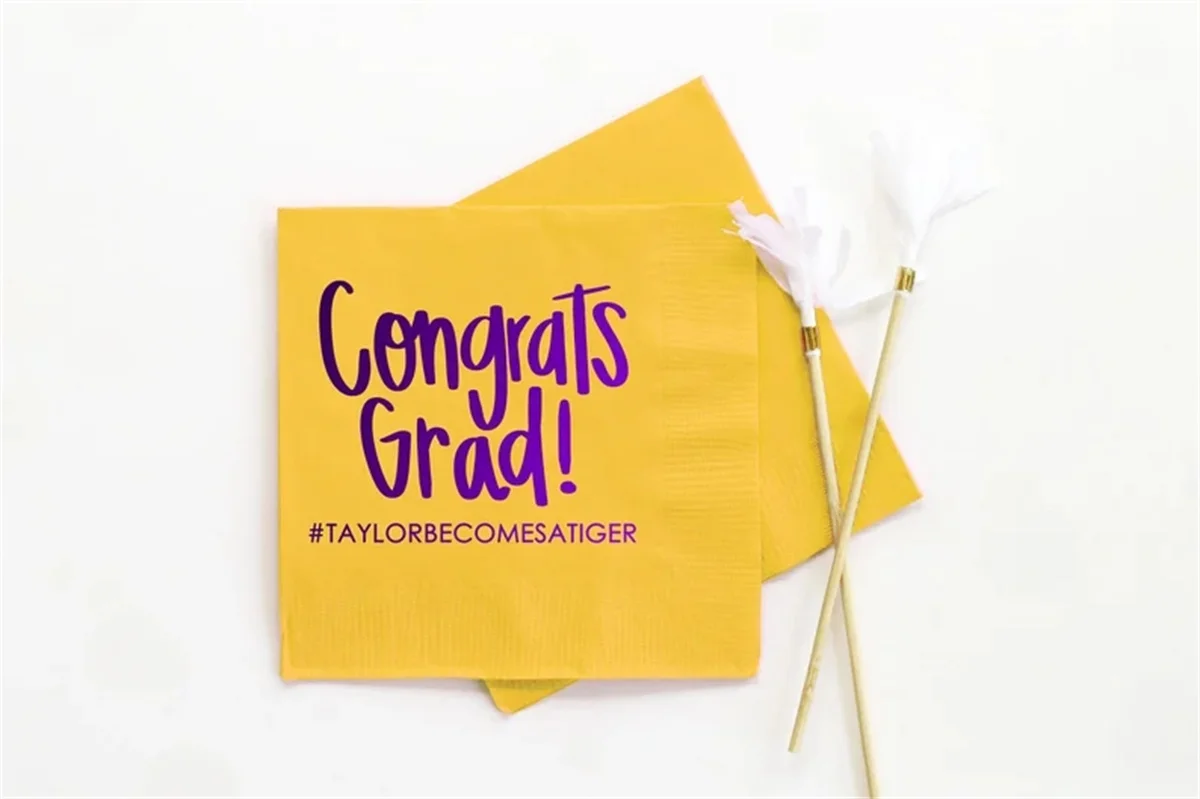 

50 PCS Graduation Party Napkins Class of 2024 Personalized Graduation Napkins Congrats Grad Decorations Custom Printed Beverage