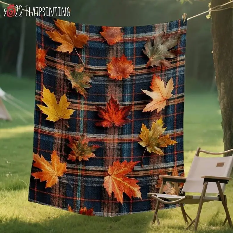 

Теплый осенний плед с кленовым узором — мягкий плед в осенней тематике для уютного сезонного декора дома