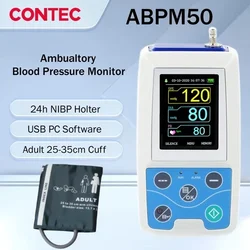 CONTEC ABPM50 24 Hours NIBP Holter Dynamic Upper Arm Digital Blood Pressure Monitor PC Software, Large Adult or Adult Cuff