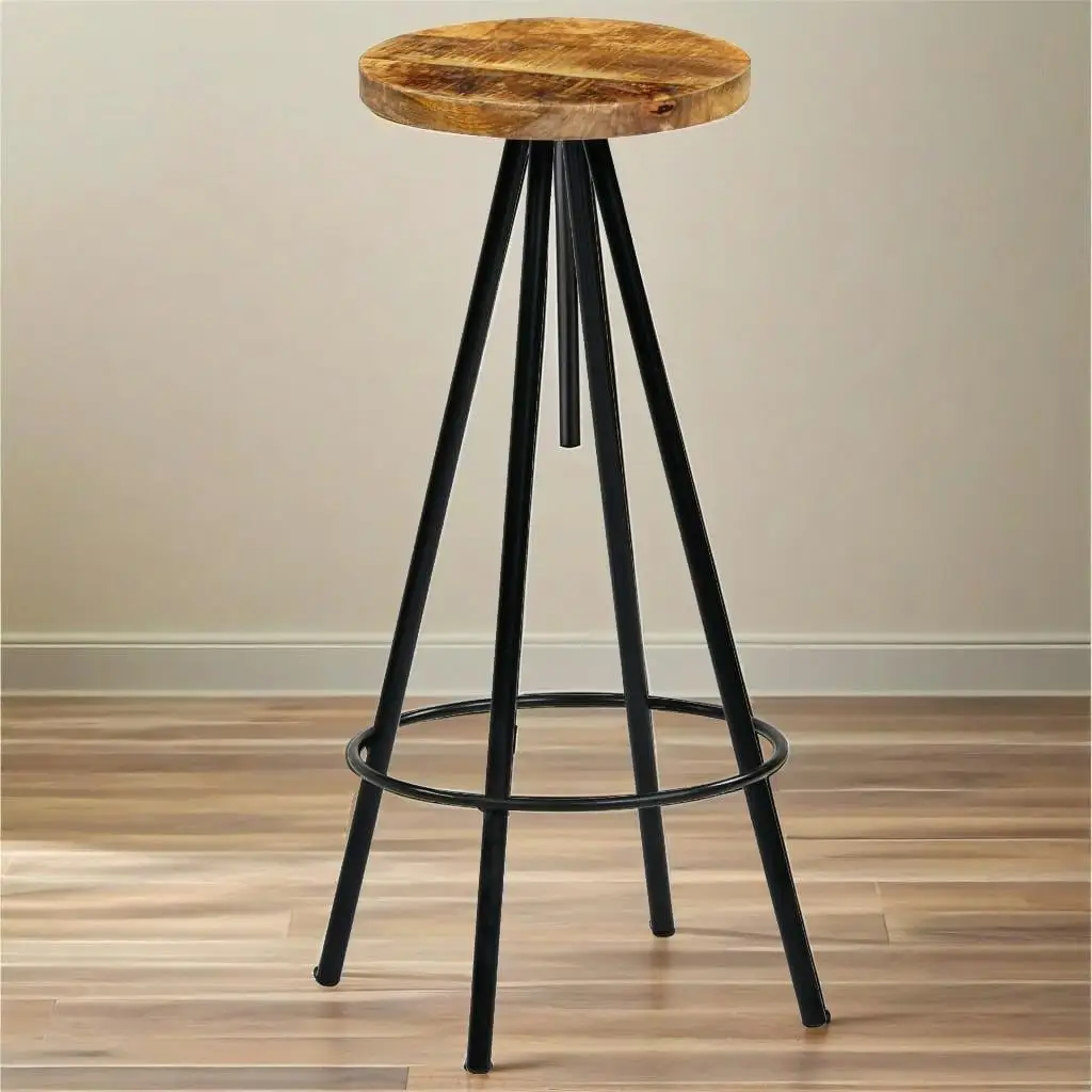 Set of 2 Solid Wood Bar Stools - Stylish and Durable Seating for Kitchen or Home Bar