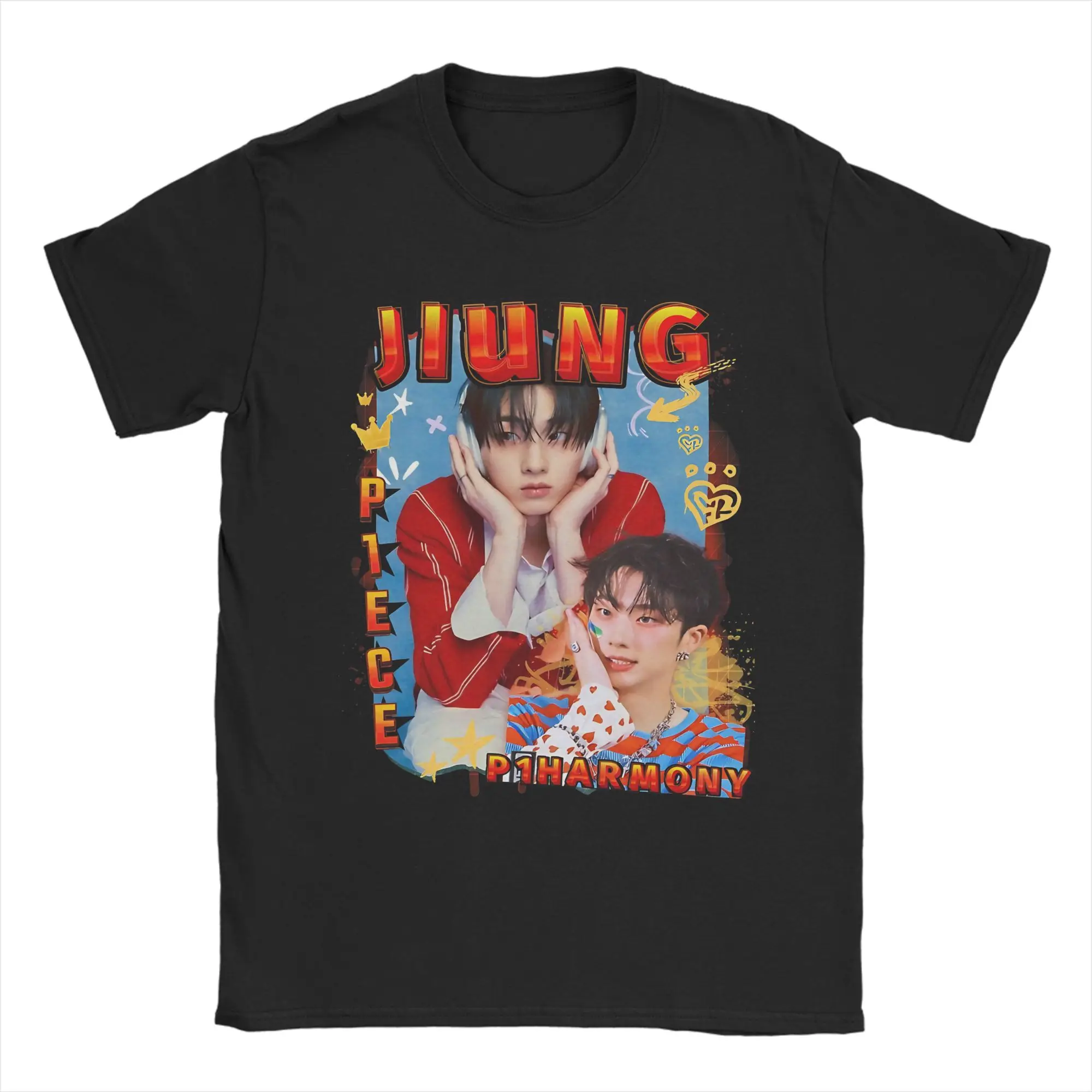 P1Harmony Jiung Red Gravity Scrapbook KPop Scrapbook T Shirts  Cotton Clothing Novelty Short Sleeve Round Neck T-Shirt