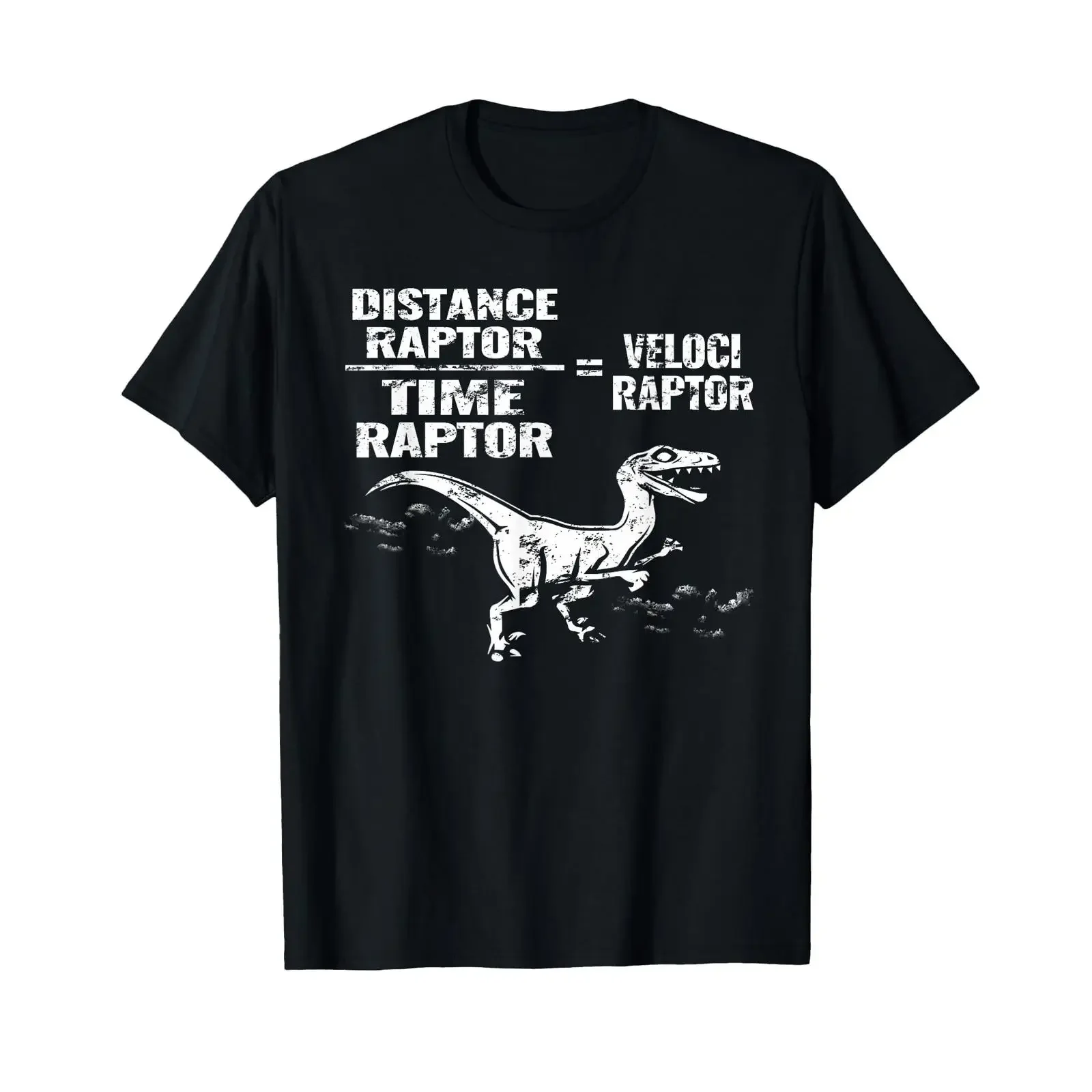 Distance Time Raptor Velociraptor Equation T Shirt Fun  vintage Washed fashion Slightly Unisex Soft Breathable