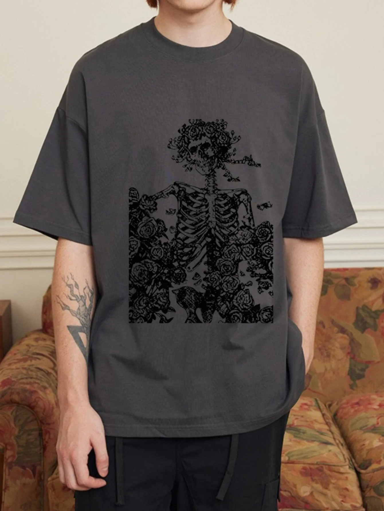 Herren T-Shirts 2025 Sommer Streetwear High Street Gothic Dark Anime T-Shirt Locker Übergroß Kurzarm Tee Manga Herren Y2K Oberteile