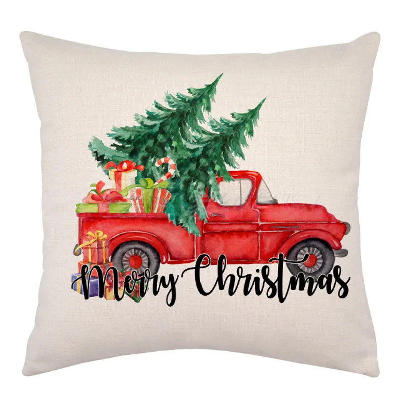 Merry Christmas Cushion Cover Lovely Santa Claus Penguin Deer Print for Sofa Bed Chair Christmas Home Decor Christmas Gift
