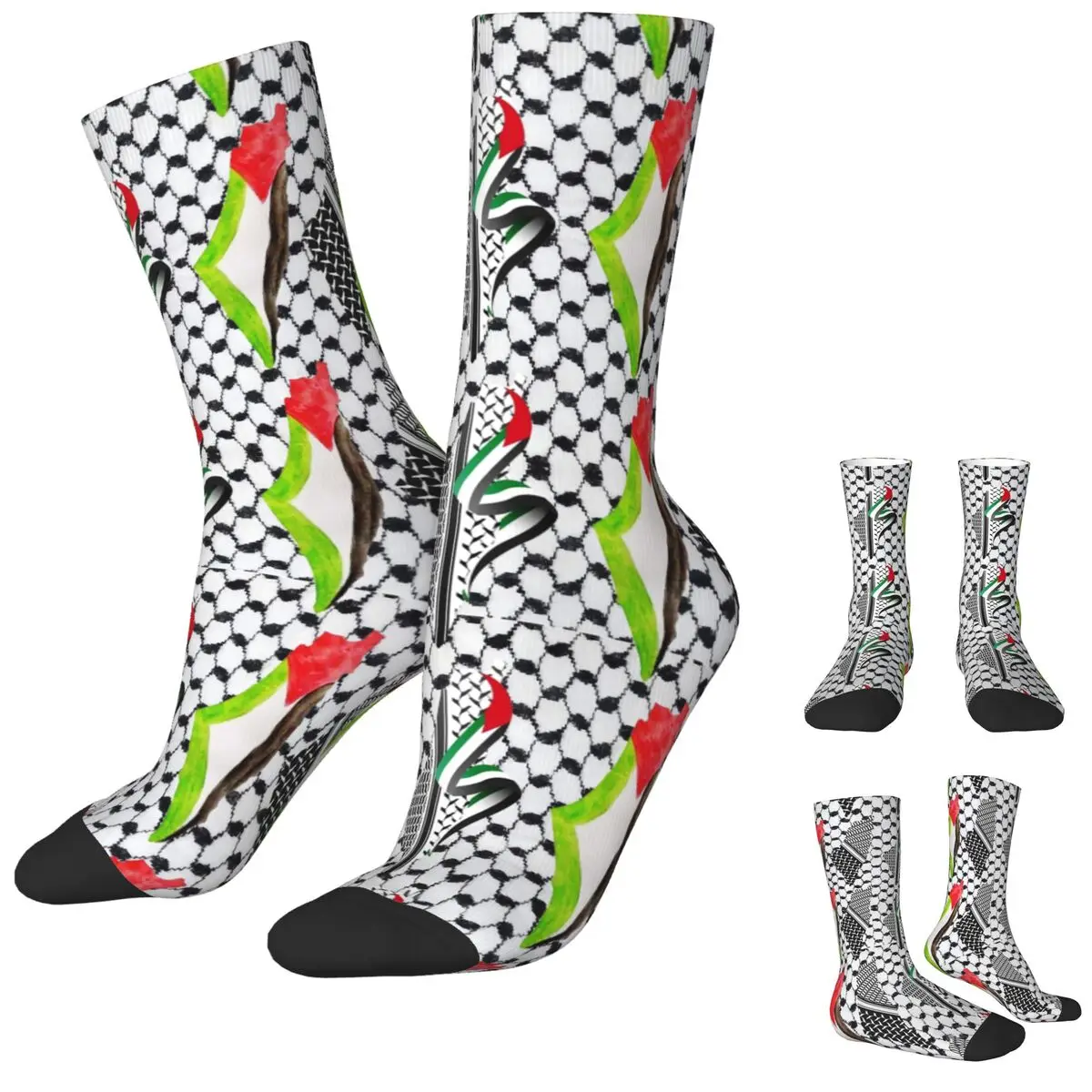 

Palestine Flag Print Stockings Couple Socks Warm Soft Gothic Socks Spring Skateboard Anti Skid Custom Socks Gift