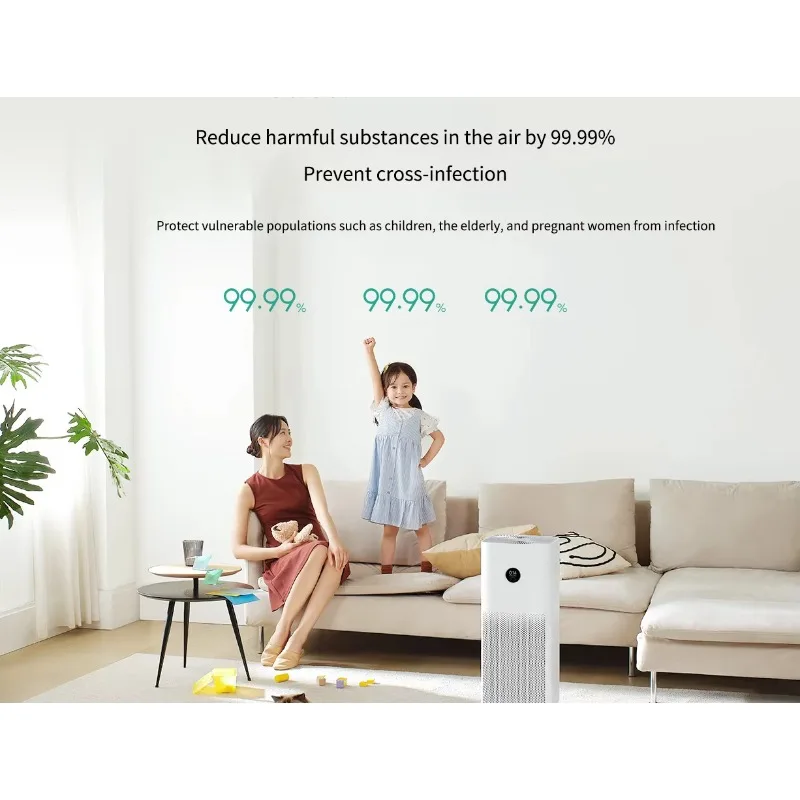 Purificador de ar inteligente 4 Pro Smart OLED Display Air Cleaner Controle de aplicativo de baixo ruído