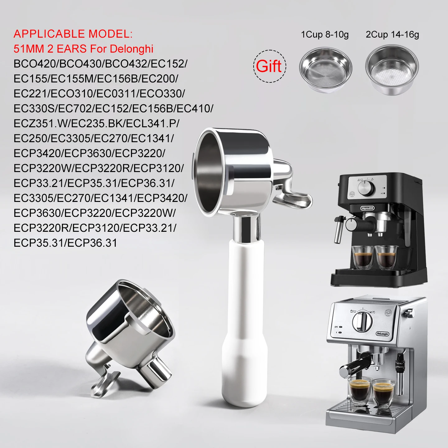 51-ミリメートル-2-耳コーヒーポルタフィルターダブルスパウトデロンギ-ec200-ec221-eco310-ステンレス鋼-1-2-カップバスケエスプレッソマシン付き