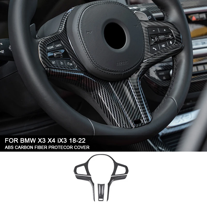 

Car ABS Carbon Fiber Steering Wheel Trim Control Button Frame Cover Car Interior Accessories For BMW X3 X4 iX3 G08 G02 2018-2022