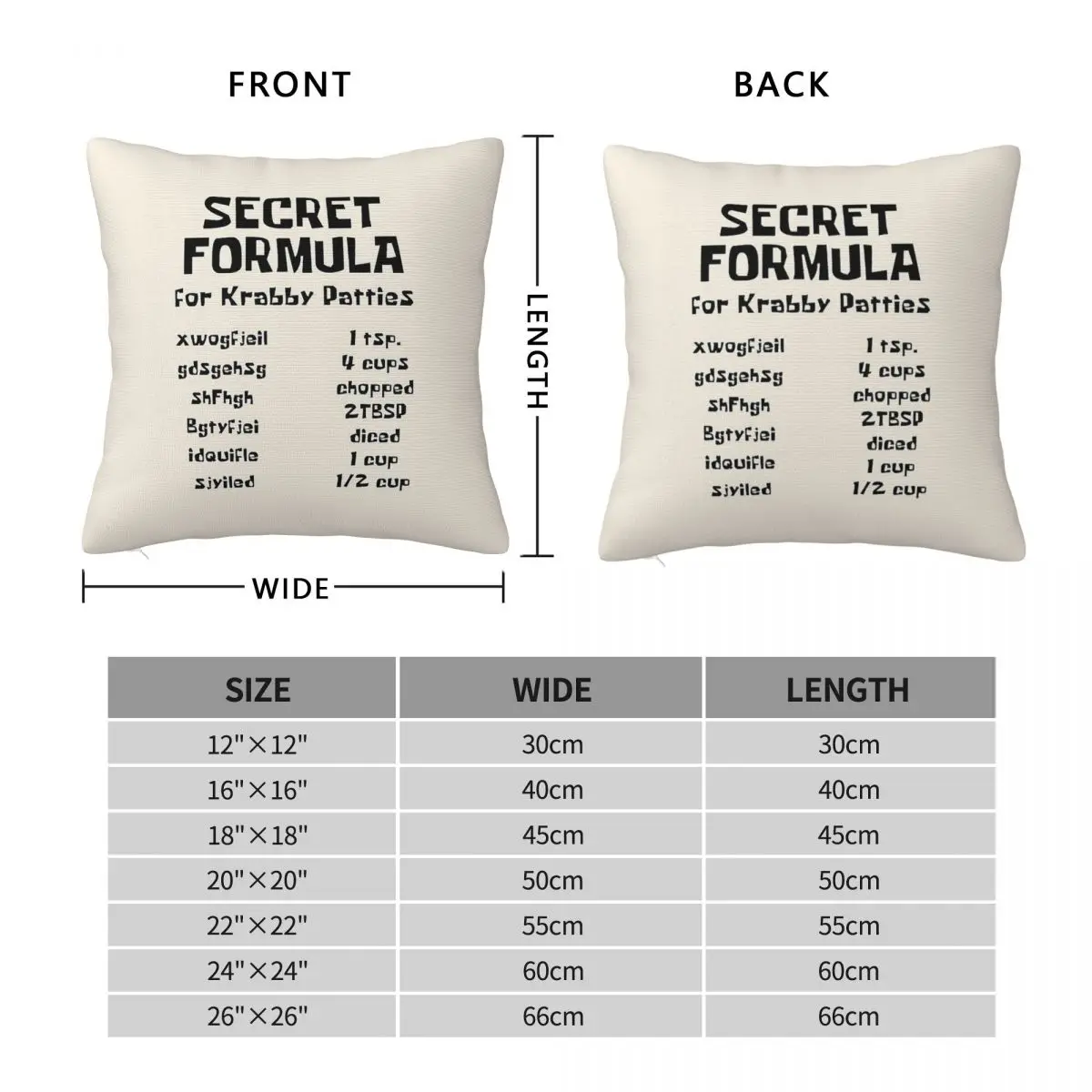 Secret Formula Krabby Patty Pillowcase Polyester Linen Velvet Creative Zip Decor Throw Pillow Case Sofa Cushion Cover