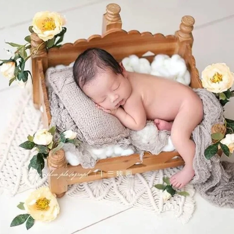 Solid Color Photography Blanket Baby Basket Cheese Cloth Wrap Soft Stretchable Bubble Pad Studio Decor Baby Photoshoot Props