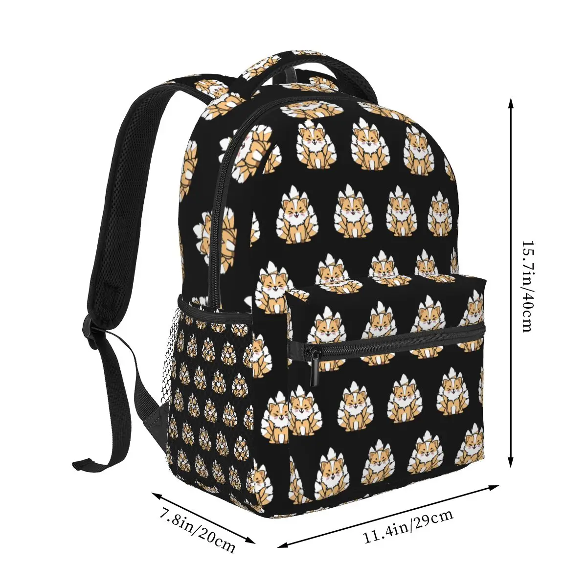 Cute Nine Tailed Fox Kitsune Gumiho Backpacks Boys Girls Bookbag Children School Bags Cartoon Travel Rucksack Shoulder Bag