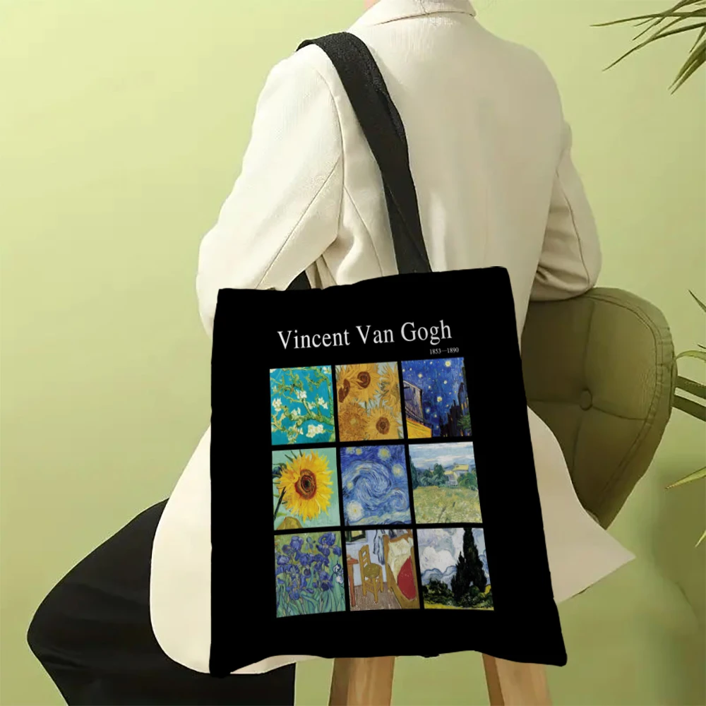 Vincent Van Gogh Capacious Tote Bag, Casual Portable Shoulder Bag ,Lightweight Shopping Bag, Big Reusable Canvas Bag