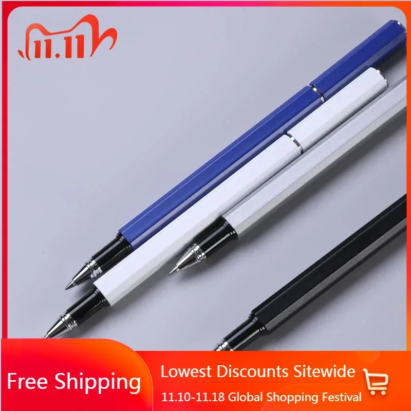 

New SANKOU JZ10 Quads Ballpoint Pens High Quality Luxury Vintage 0.5mm Blac Nib Gel Pen Black White Blue Colors Refill Writing