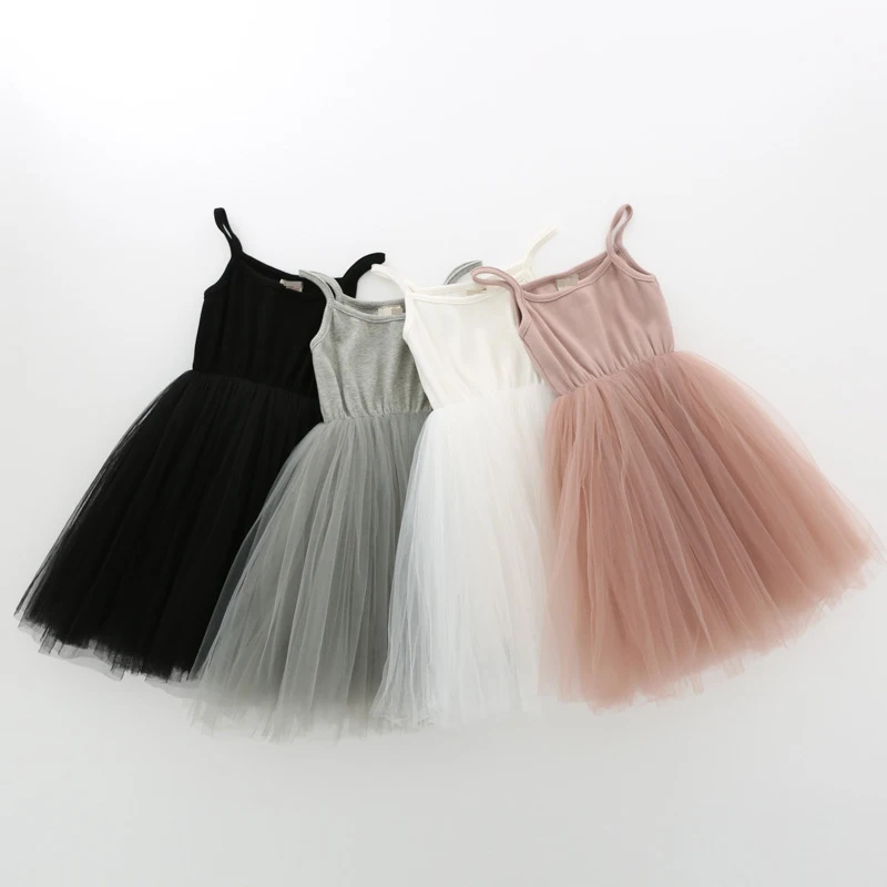 Summer Newborn Kids Baby Girls Sleeveless Pure Color Tulle Dresses For Girls Dresses 1-7Yrs Baby Kids Girls Dress Princess Dress