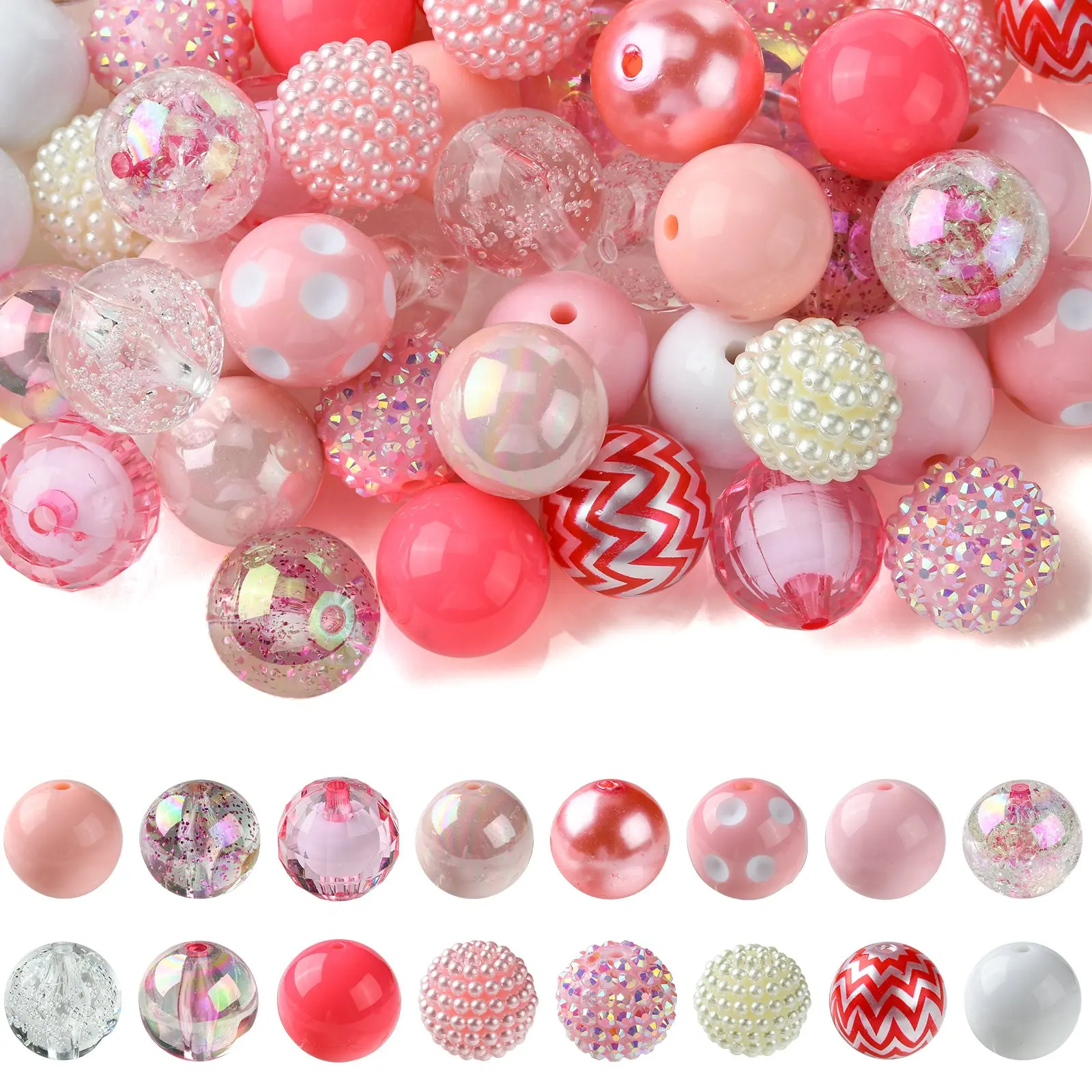 50pcs Másodlagos 20mm Pink Széria Átlátszatlan akril Futam gyöngyök bubblegum Tagbaszakadt gyöngyök Alakítható gumball gyöngyök számára ékszer Gyártás