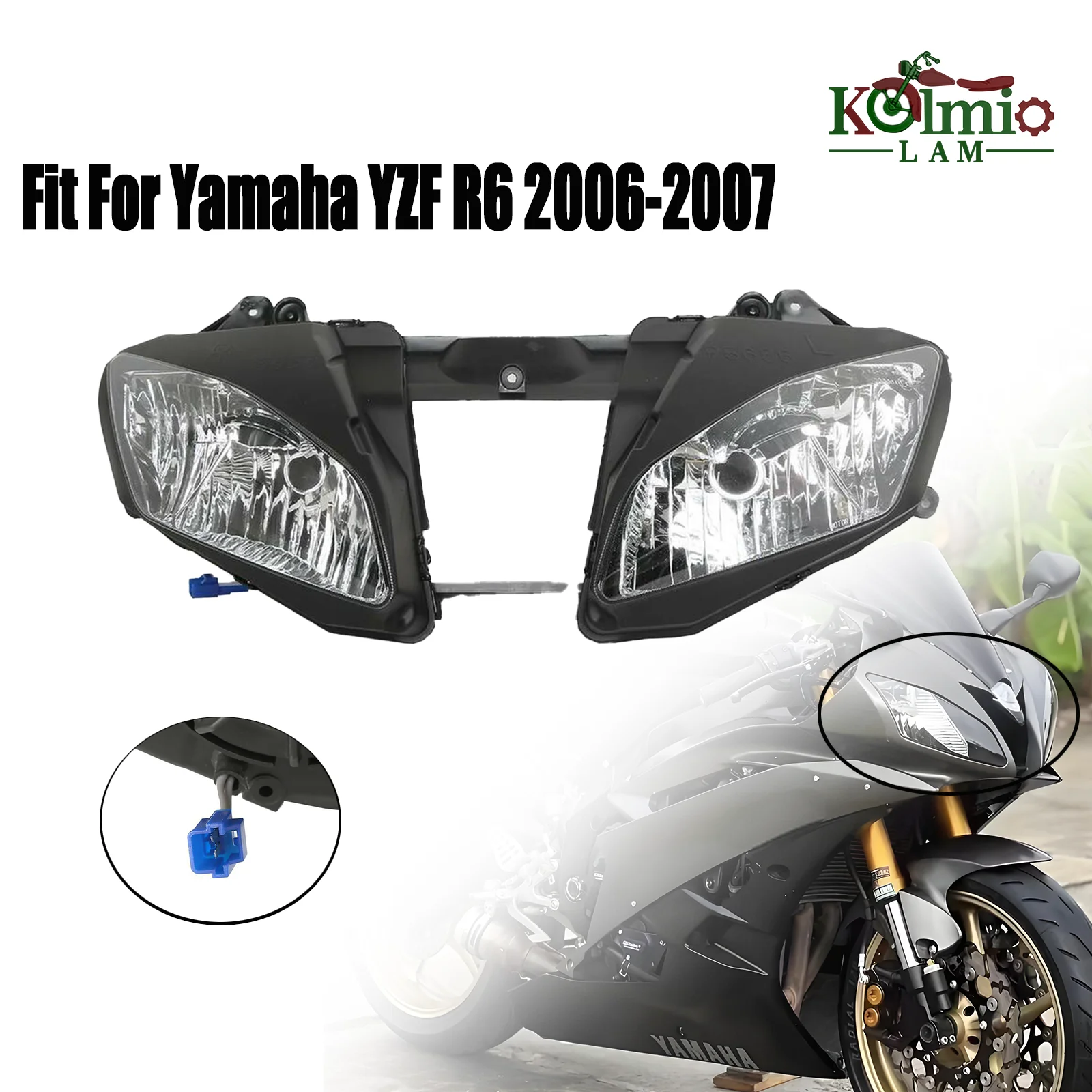 

Headlamp Fit for YAMAHA 2008 - 2016 YZF-R6 YZF R6 2009 2010 2012 2013 2014 2015 Head Light Motorcycle HeadLight Assembly