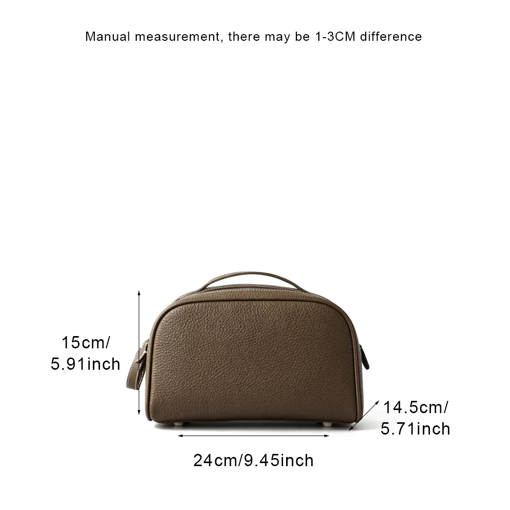 Erstklassige Kosmetiktasche aus Rindsleder für Damen, Hochwertige Tragbare Reise-Kosmetiktasche mit Großer Kapazität, Weiche Luxus-Toilettentasche – Detail 3