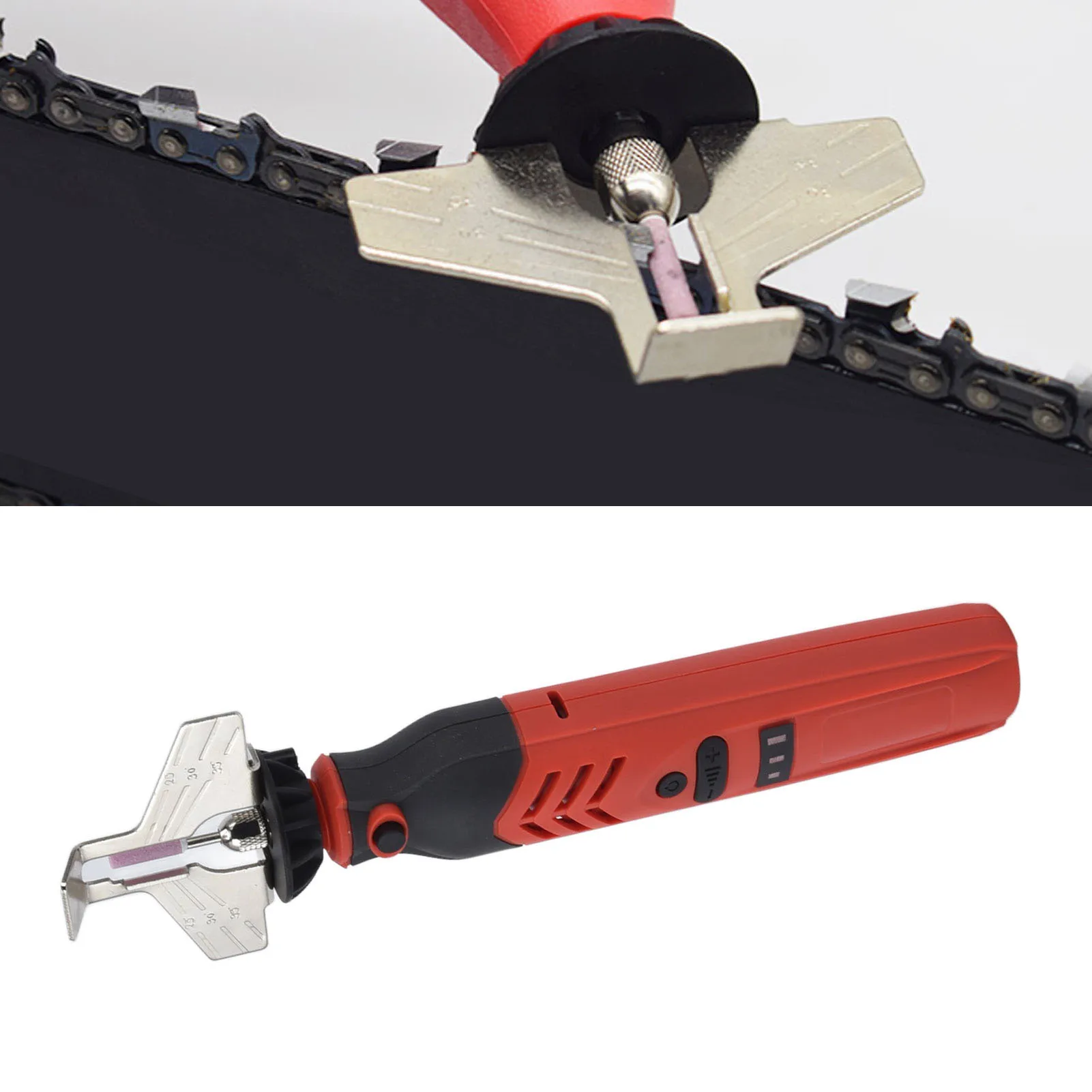 Chain Saw Sharpen Tool Set DC3.6V Cordless Saw Sharpener Kit Handheld Chainsaw Sharpening Kit Red Chain Saw Sharpen Tool Set