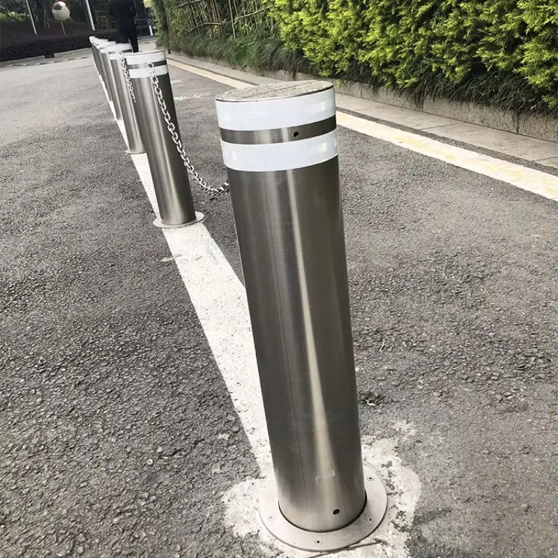 Rounding Top Steel Bollard With Chain Post Supplier Traffic Safety Link Fixed Stainless Steel Parking Road Bollards Barrier Pole