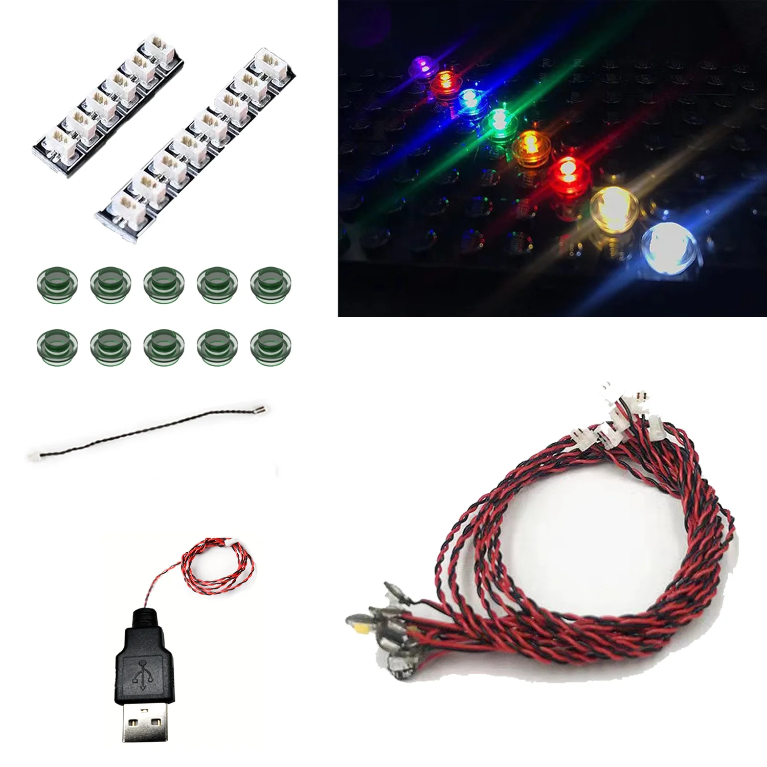 10-teiliges buntes LED-Beleuchtungsset, DIY-Bausteinbeleuchtung, kompatibel mit Lego-Bausteinmodellen, beleuchte deinen Bau.