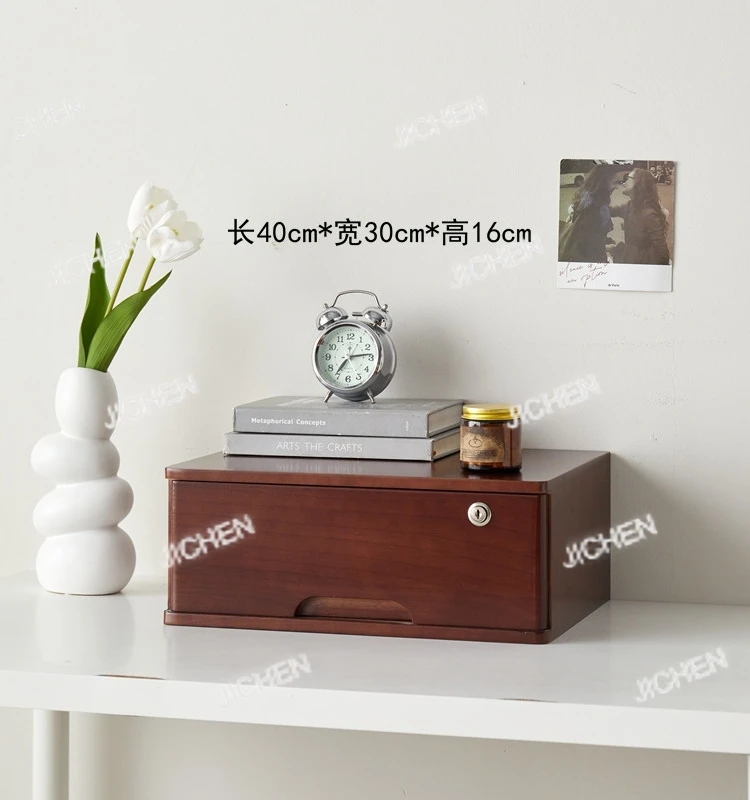 

Настольный ящик для хранения мелочей из цельного дерева, бытовой многофункциональный ящик большой емкости, сортировочный ящик для хранения, офисный ящик A4, маленький