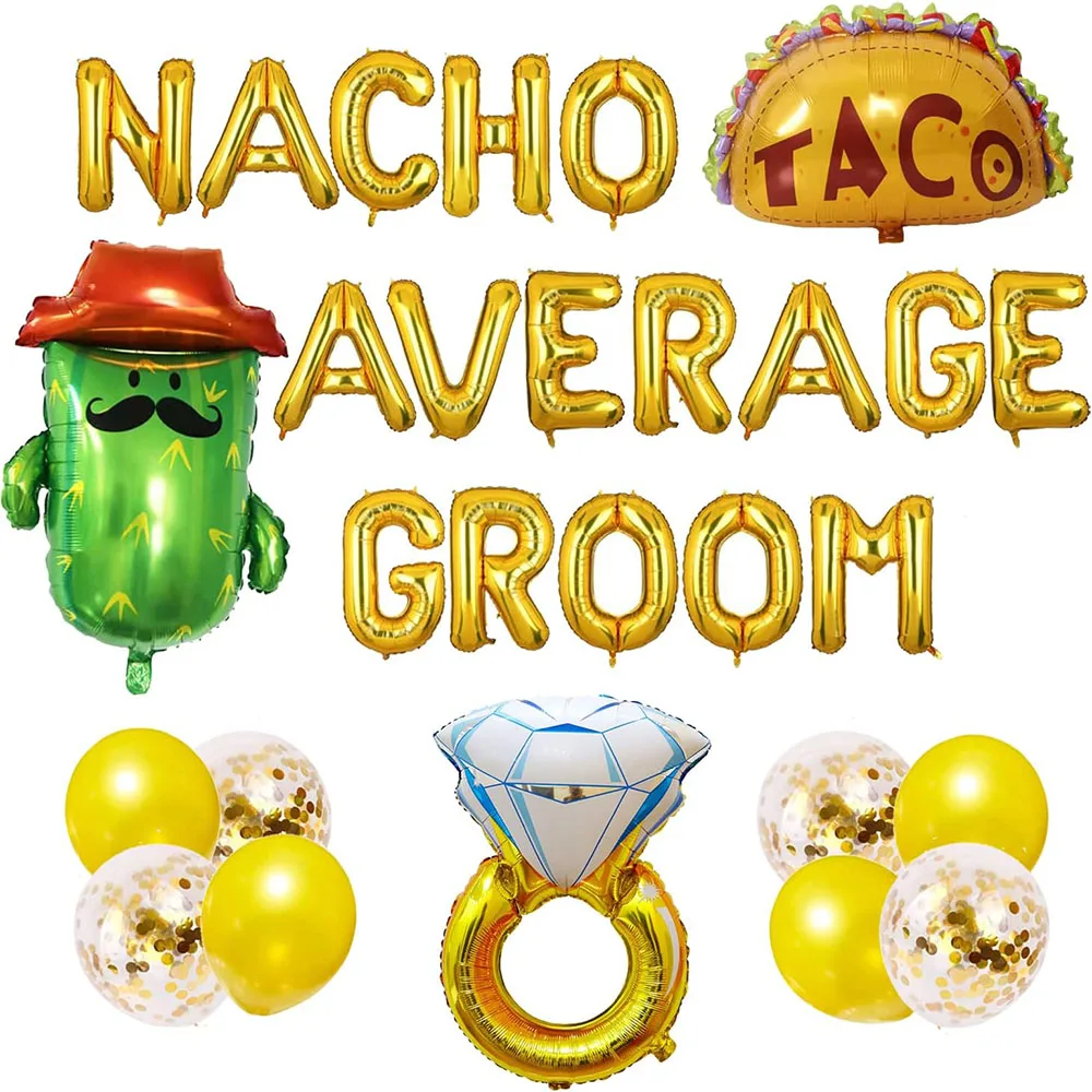 Nacho Average Groom Mexican Theme Bachelor Engagement Wedding Party Decoration, May 5th Day Bachelor Party Decoration, Carnival Theme Groom Men's Fun Cactus Taroko