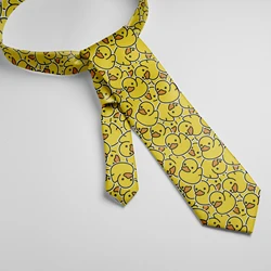 New Cartoon Yellow Duck Necktie 8cm Wide Polyester Shirt Suit Accessories Men Women Neckwear Show Party Wedding Fun Ties Cosplay