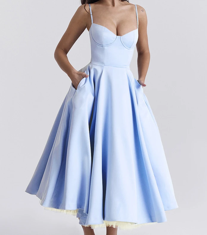 

Summer New French Mesh Princess Dress Fashion Sexy and Beautiful Double Strap Dress Women's Dress