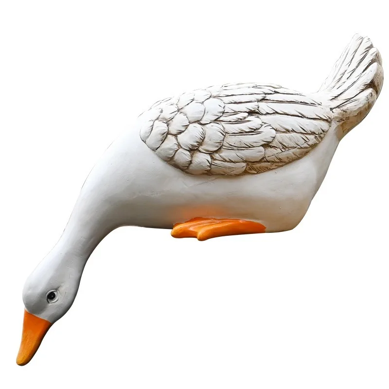 Garden rockery, fish tank pool landscaping, garden decoration and layout creative simulation animal drinking duck ornament