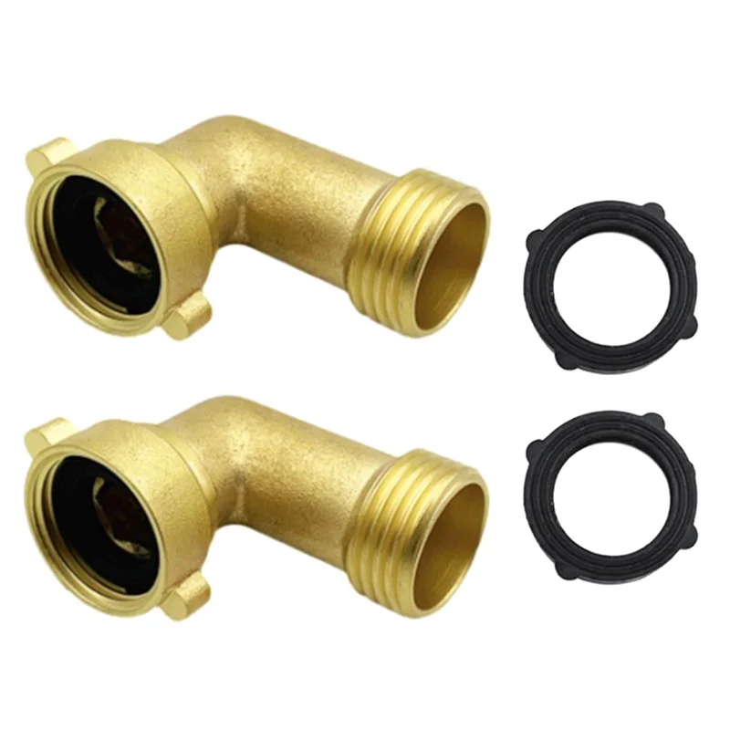 2 piezas de codo para manguera de jardín de 45 grados, 2 piezas con 2 arandelas, extensor de grifo para exteriores, conector de manguera