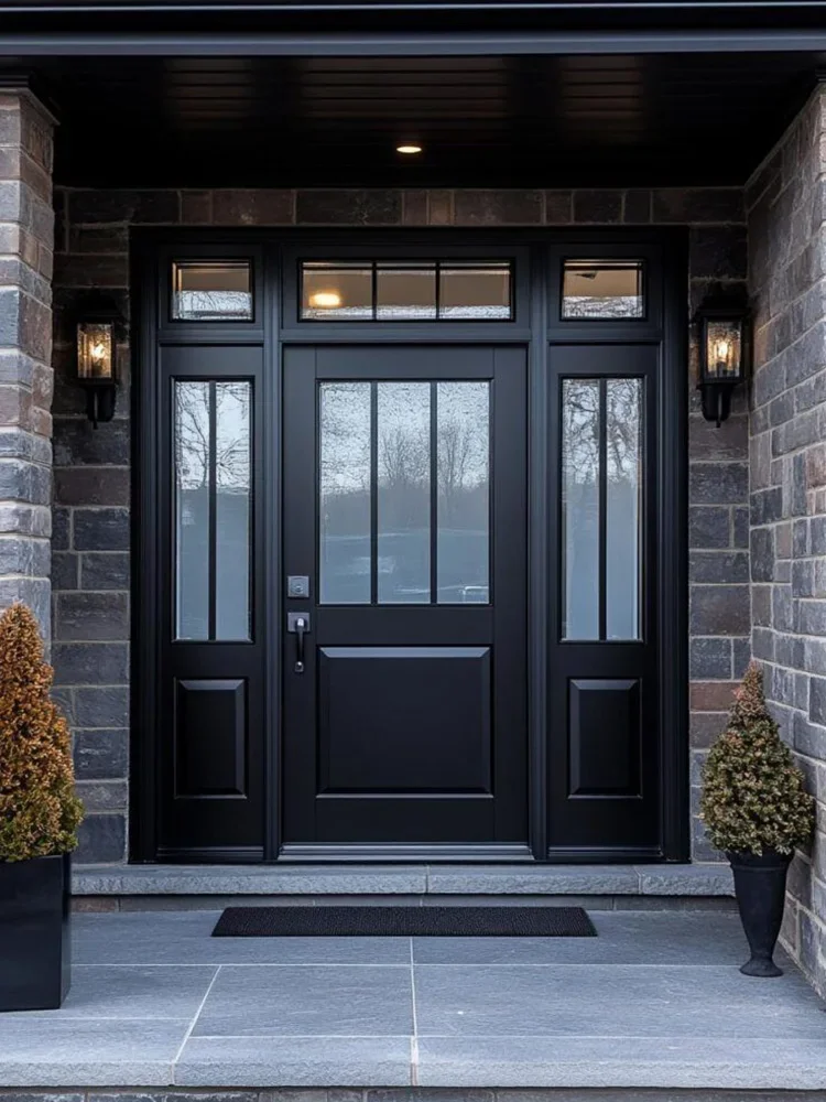 *IW% Entrance Door With Sidelight Exterior Front Security Swing French Entry Casement Main Doors Aluminum Home Decor Custom