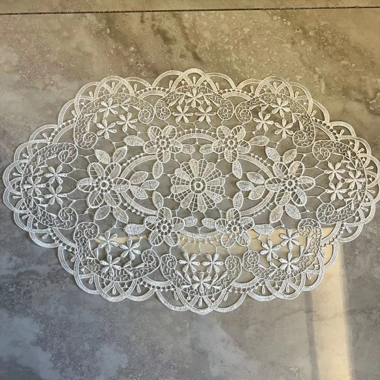 French Style Retro Oval Lace Placemats Coffee Mug Coaster Party Dinner Table Tablecloth Photography Props