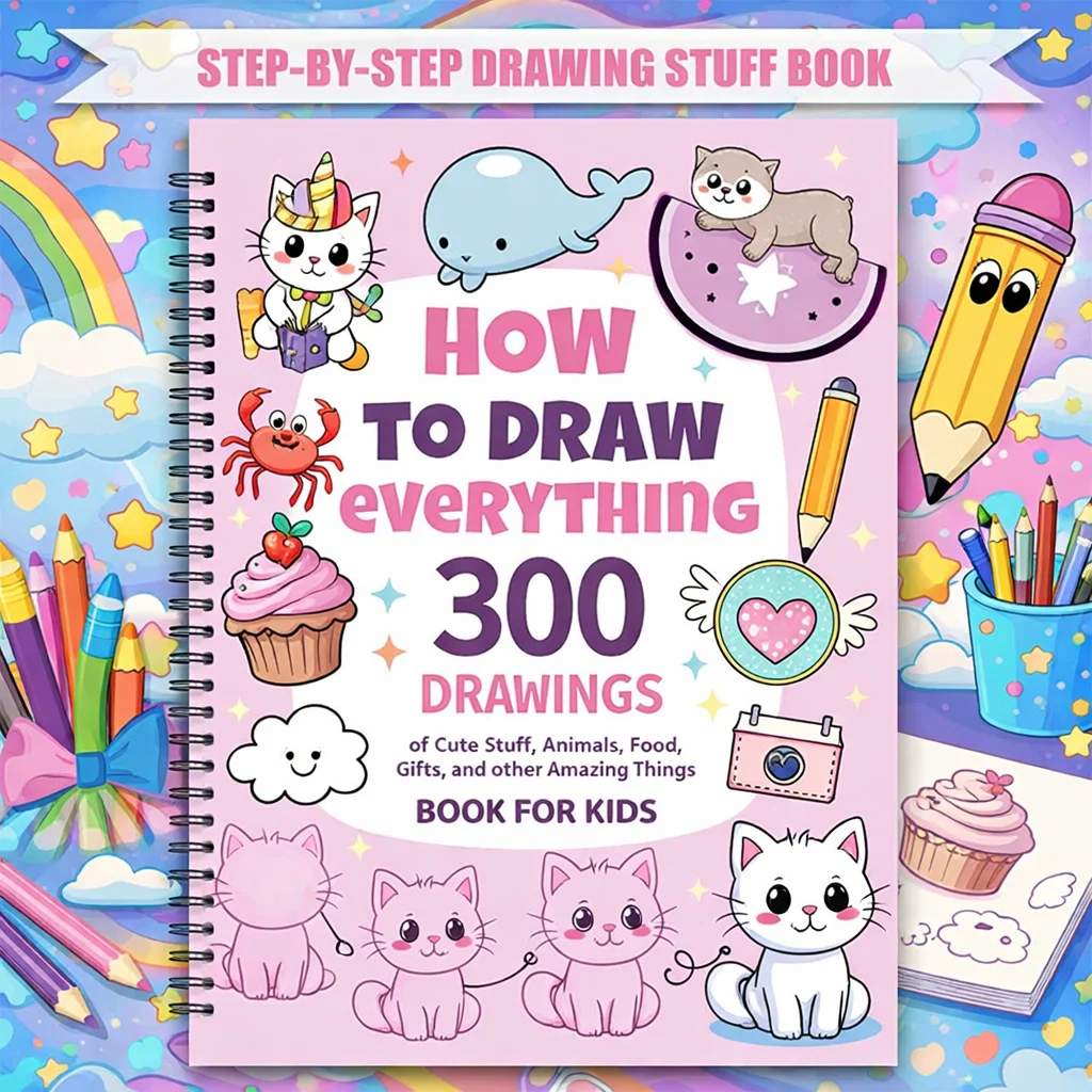 Painting Enthusiast Guide 300 Step By Step Drawings Learn to Draw Cute Animals Food Gifts Easy Tutorial for Beginners
