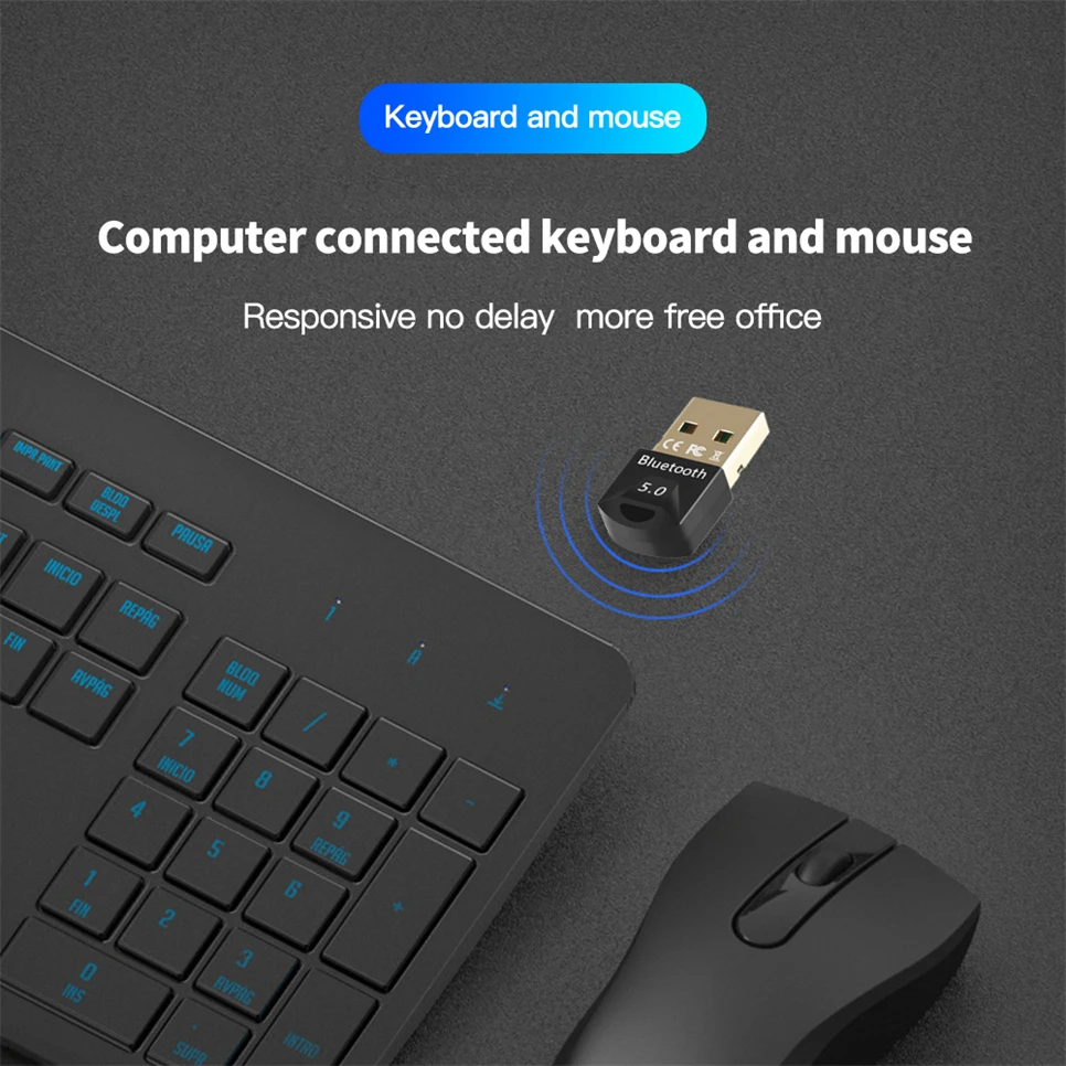 Adaptador USB Bluetooth 5,0 5,0, receptor inalámbrico, Dongle Bluetooth 5,0, transmisor de alta velocidad, adaptador USB inalámbrico