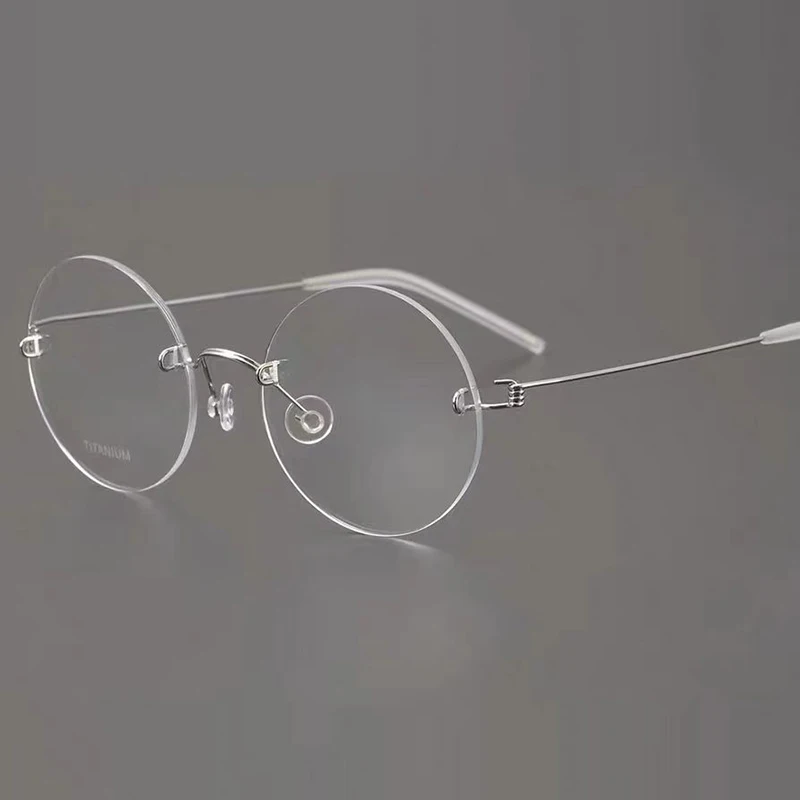 

Denmark Brand Glasses Oval Round Glasses Retro Frameless Pure Titanium Eyeglass Frames Men's Woman Super Light 356 Screw-free