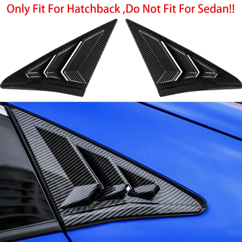 For Honda Civic 10th Gen 2016-2020 Hatchback Rear Side Window Louvers Air Vent Scoop Shades Cover Trim Blinds Car Accessories