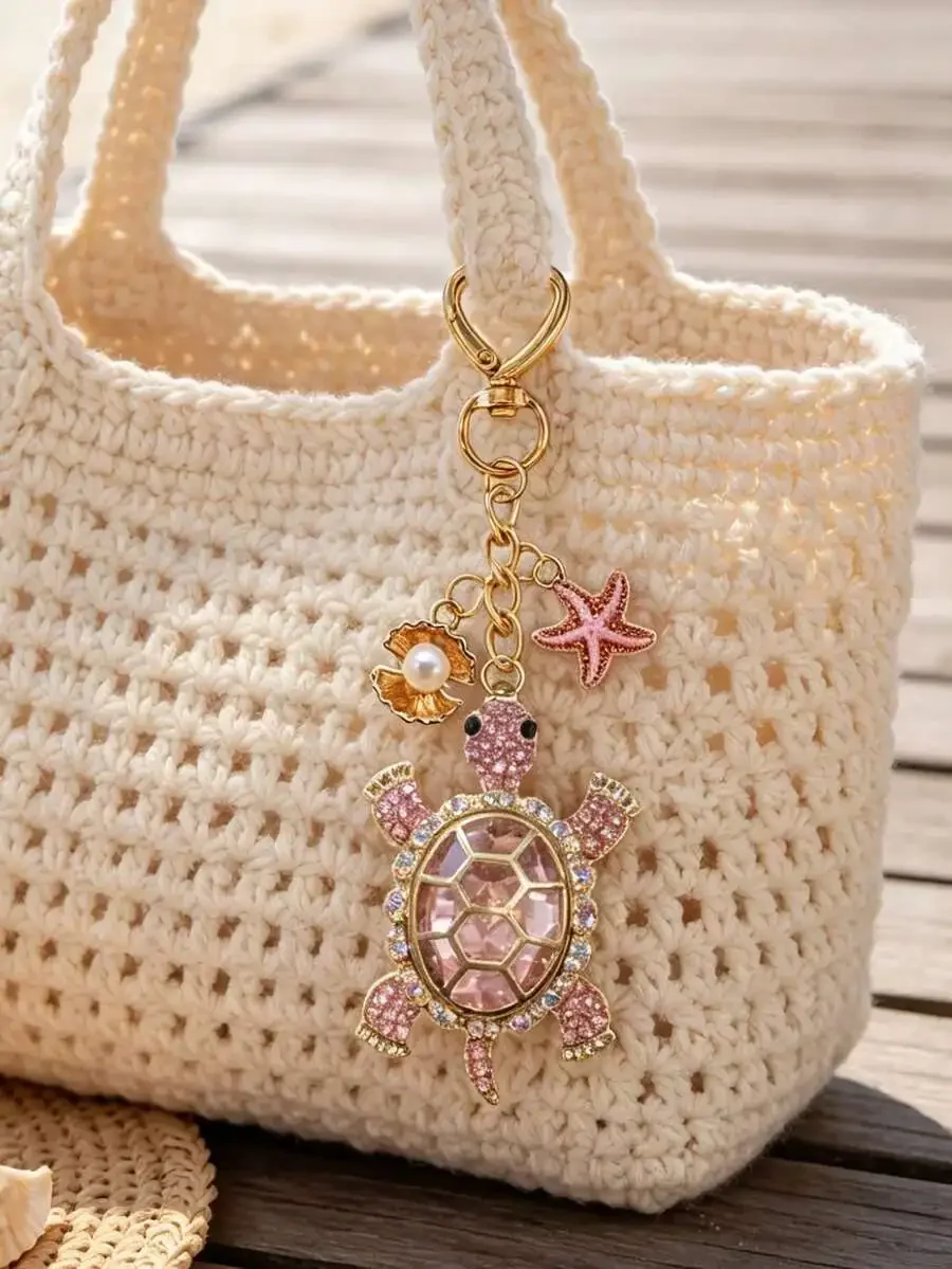 Crystal Turtle Ocean Keychain Charm for Women
